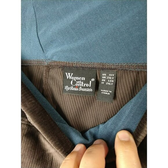 Woman With Control Dark Brow Knit Corduroy Wide Band Pants. Size 1XT - Picture 10 of 13